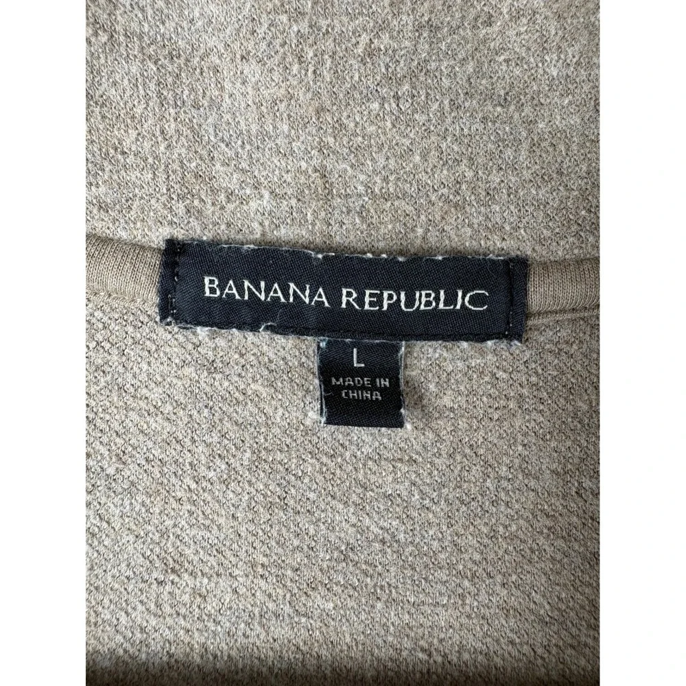Banana Republic Mens Tan Heather Quarter Zip Soft Pullover Sweater Large Logo